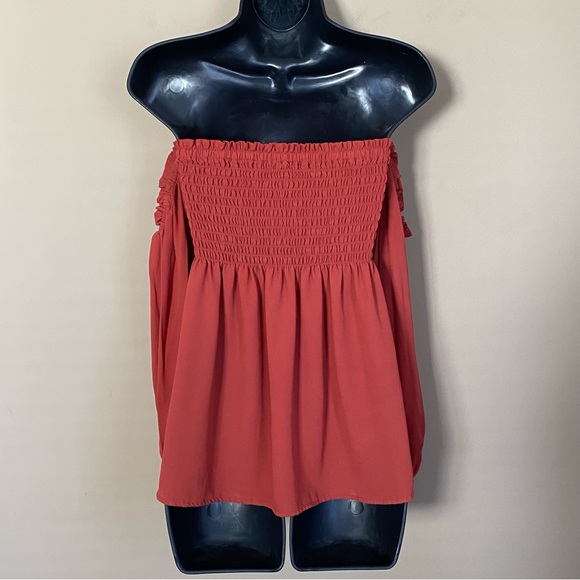 Express Rust Orange Off the Shoulder Top - Picture 3 of 8